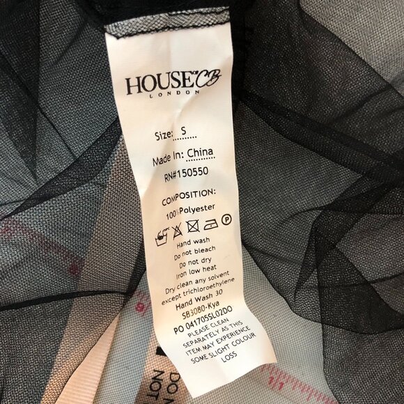 House of CB London Women's Mesh Shirt Sheer Lace Short Sleeve Black S - Picture 4 of 4